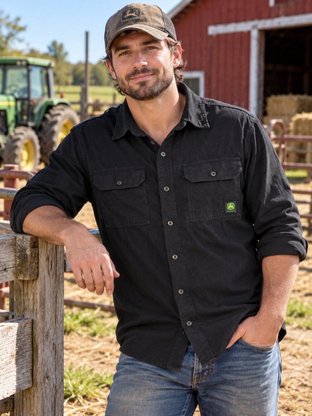 John Deere  Button-Down Work Shirt - LARGE